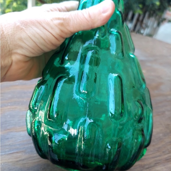 Vintage Emerald Green Empoli Textured Genie Bottle - Made in Italy - Picture 4 of 7